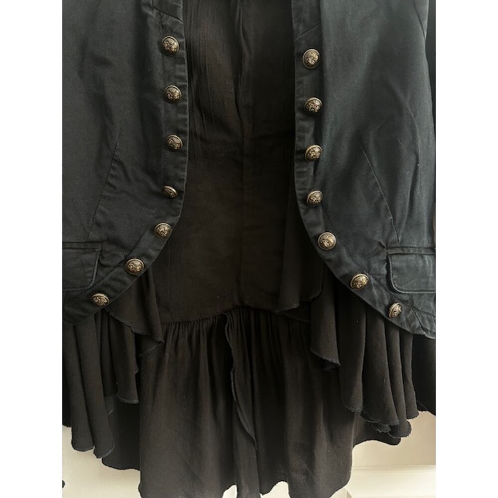Free People Ruffled Military Romantic Jacket XS Washed Black - Picture 4 of 11
